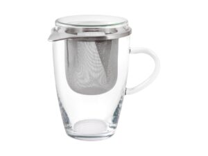 simax glassware lyra tea cup/glass with strainer, 12-ounce, 12 ounce, clear