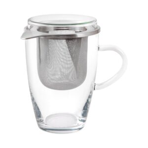 Simax Glassware Lyra Tea Cup/Glass with Strainer, 12-Ounce, 12 Ounce, Clear