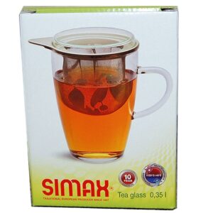 Simax Glassware Lyra Tea Cup/Glass with Strainer, 12-Ounce, 12 Ounce, Clear