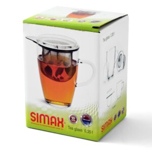 Simax Glassware Lyra Tea Cup/Glass with Strainer, 12-Ounce, 12 Ounce, Clear