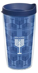 tervis chanukah hanukkah menorah pattern made in usa double walled insulated tumbler travel cup keeps drinks cold & hot, 16oz, classic