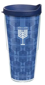 tervis chanukah hanukkah menorah pattern made in usa double walled insulated tumbler travel cup keeps drinks cold & hot, 24oz, classic
