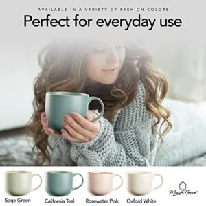 Maison Neuve Riverside Collection 4-Piece Mug Set - Hand Crafted Ceramic Stoneware Mug Set, Modern Dining Mugs, Large & Multipurpose Shape Mugs, Microwave & Dishwasher Safe - California Teal, 16 Oz