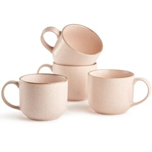 maison neuve 4-piece stoneware mug set, 16oz - rosewater pink, microwave & dishwasher safe