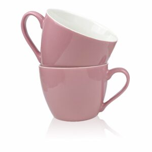 mecowon 30 oz porcelain coffee mugs, set of 2 large mugs for soup, cereal and salad (pink)