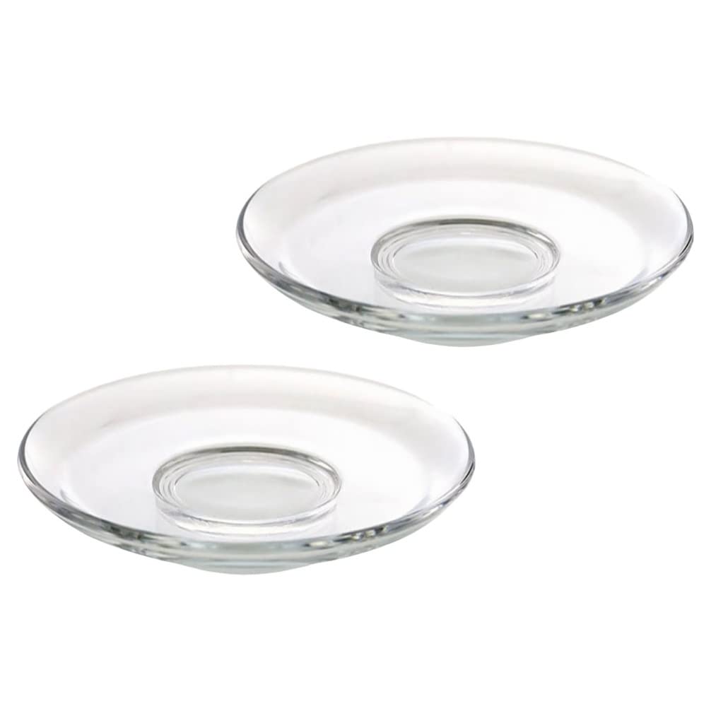 TOPBATHY 4Pcs Glass Saucers Tea Plates Clear Snack Plate Restaurant Dessert Plate Food Serving Dish for Coffee Tea Cups Snacks Fruits 8.5x8.5cm