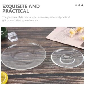 TOPBATHY 4Pcs Glass Saucers Tea Plates Clear Snack Plate Restaurant Dessert Plate Food Serving Dish for Coffee Tea Cups Snacks Fruits 8.5x8.5cm