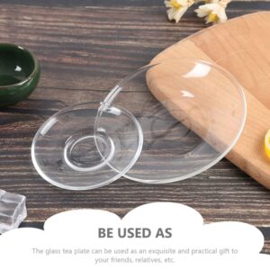 TOPBATHY 4Pcs Glass Saucers Tea Plates Clear Snack Plate Restaurant Dessert Plate Food Serving Dish for Coffee Tea Cups Snacks Fruits 8.5x8.5cm