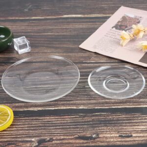 TOPBATHY 4Pcs Glass Saucers Tea Plates Clear Snack Plate Restaurant Dessert Plate Food Serving Dish for Coffee Tea Cups Snacks Fruits 8.5x8.5cm