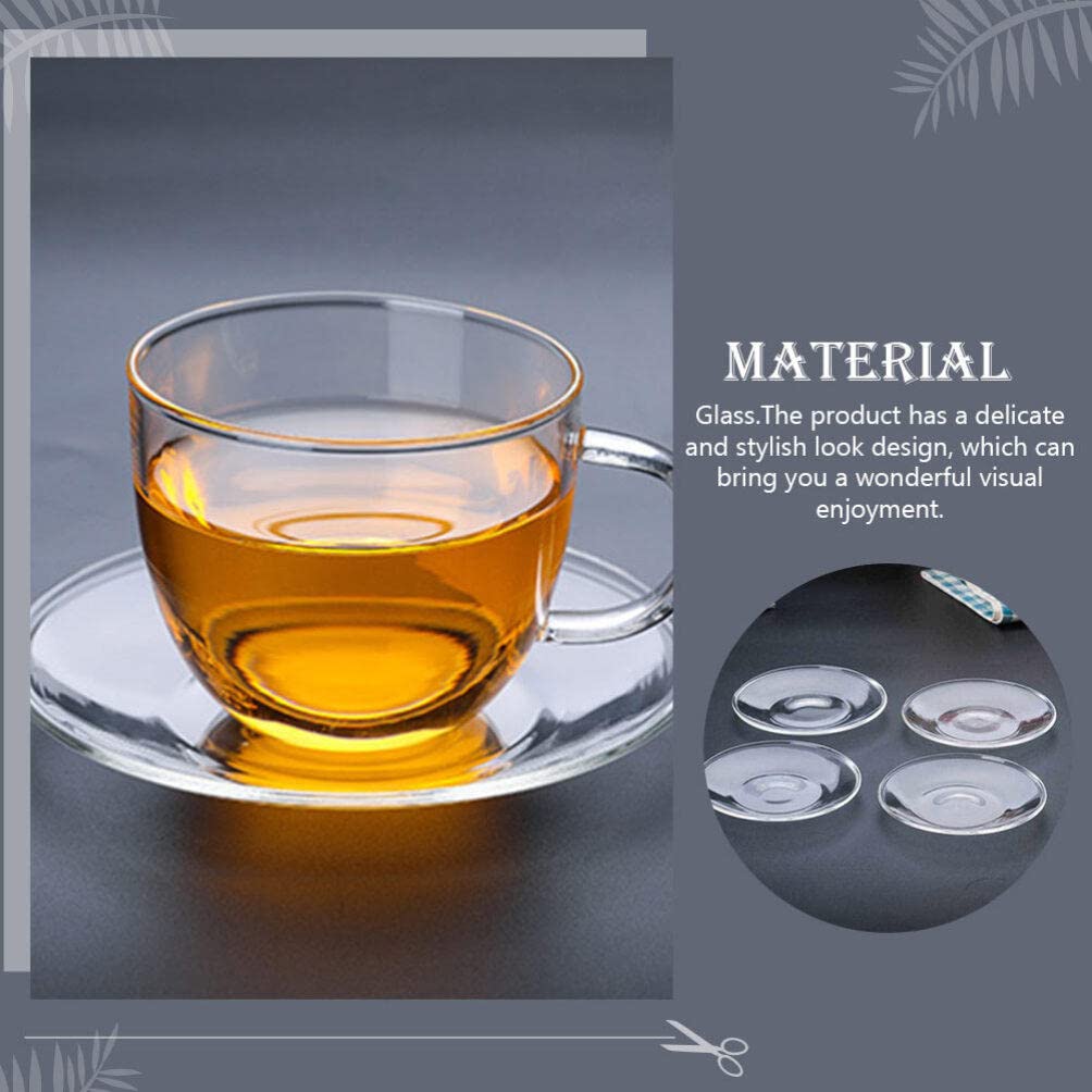 Clear Glass Plates Small Glass Plates Snack Dishes Dessert Plate 4Pcs Transparent Glass Saucers Round Tea Saucers Decorative Snack Dishes Tea Plates Glass Dinner Plate Saucer Glass Plates