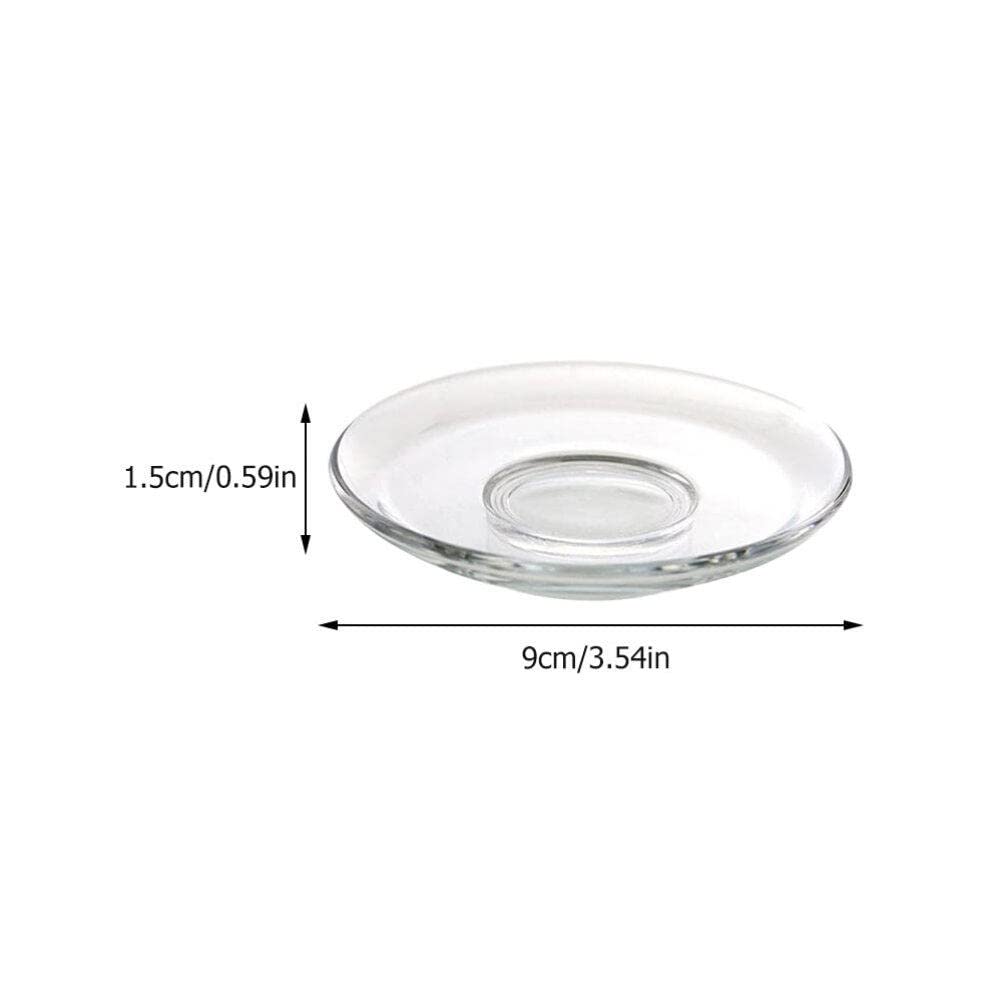 Clear Glass Plates Small Glass Plates Snack Dishes Dessert Plate 4Pcs Transparent Glass Saucers Round Tea Saucers Decorative Snack Dishes Tea Plates Glass Dinner Plate Saucer Glass Plates