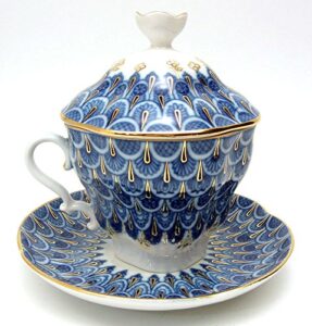 lomonosov porcelain tea maker forget-me-not tea cup with lid and saucer