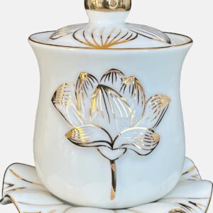 Houlu 1pc Ceramic Altar Cup, Holy Water Offering Cup, Tibetan Buddhist Worship Cup - White