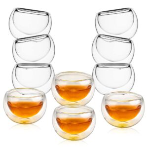 Luxtea Double-walled Borosilicate Teacup Glass Heat-resisting Tea Cup Hold 2 Oz, Set of 10