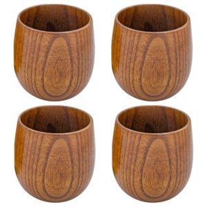 originalidad 4 pack wooden tea cups,japanese tea cups, natural solid wood tea cup for drinking tea coffee wine beer hot drinks,tea lover, gift,kitchen accessories (100-200 ml)