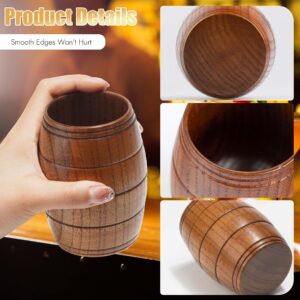 MOTZU 6 Pieces Wooden Barrel Shaped Beer Mug, Classical Natural Solid Wood Drinking Cup, Handmade Tea Cups, For Coffee, Hot Drinks, Milk, Wine, 210ml