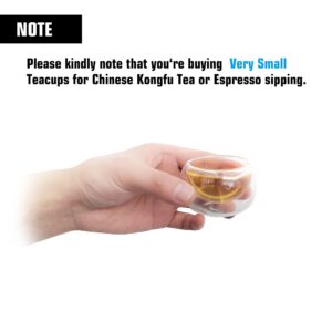 ZHMTang Double-walled Borosilicate Glass Tiny Teacups Each Holds 2 Oz／60ml (10 PCS)