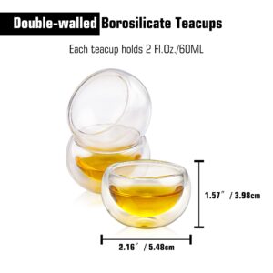 ZHMTang Double-walled Borosilicate Glass Tiny Teacups Each Holds 2 Oz／60ml (10 PCS)