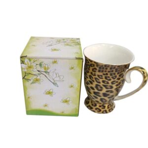 YBK Tech Novelty Porcelain Tea Cup, 9oz Coffee Cup for Home Kitchen Office (Leopard Print)