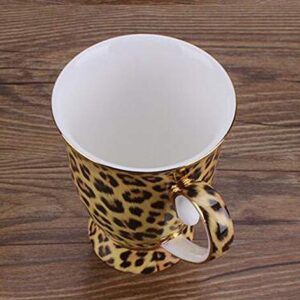 YBK Tech Novelty Porcelain Tea Cup, 9oz Coffee Cup for Home Kitchen Office (Leopard Print)