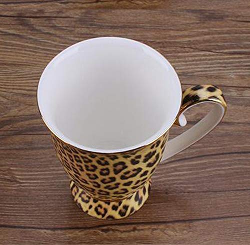 YBK Tech Novelty Porcelain Tea Cup, 9oz Coffee Cup for Home Kitchen Office (Leopard Print)