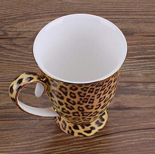 YBK Tech Novelty Porcelain Tea Cup, 9oz Coffee Cup for Home Kitchen Office (Leopard Print)