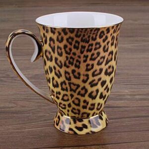 YBK Tech Novelty Porcelain Tea Cup, 9oz Coffee Cup for Home Kitchen Office (Leopard Print)