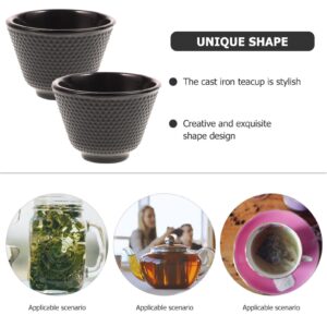 Angoily 2pcs Japanese Tea Cup Black Tea Cups Japanese Cast Iron Tea Cup Chinese Kung Fu Tea Cup Blossom Teacup Handcraft Mugs Set