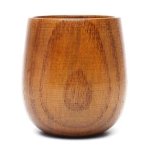 natural wood tea cup solid wooden mug for tea coffee water milk juice drinks, about 4 oz