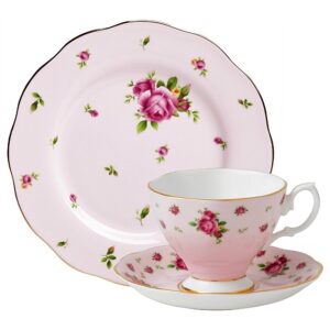 royal albert new country roses pink 3-piece set (teacup, saucer & plate 8")
