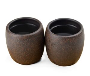 yxhupot teacup 2pcs chinese clay genuine black sand heijingan zisha gongfutea cups (round drum)