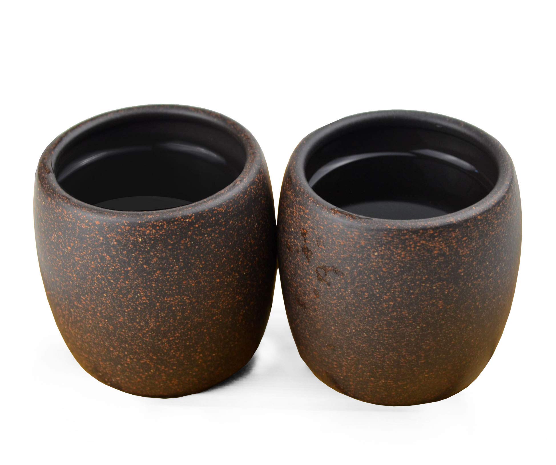 YXHUPOT Teacup 2pcs Chinese Clay Genuine Black Sand Heijingan Zisha GongfuTea Cups (Round drum)