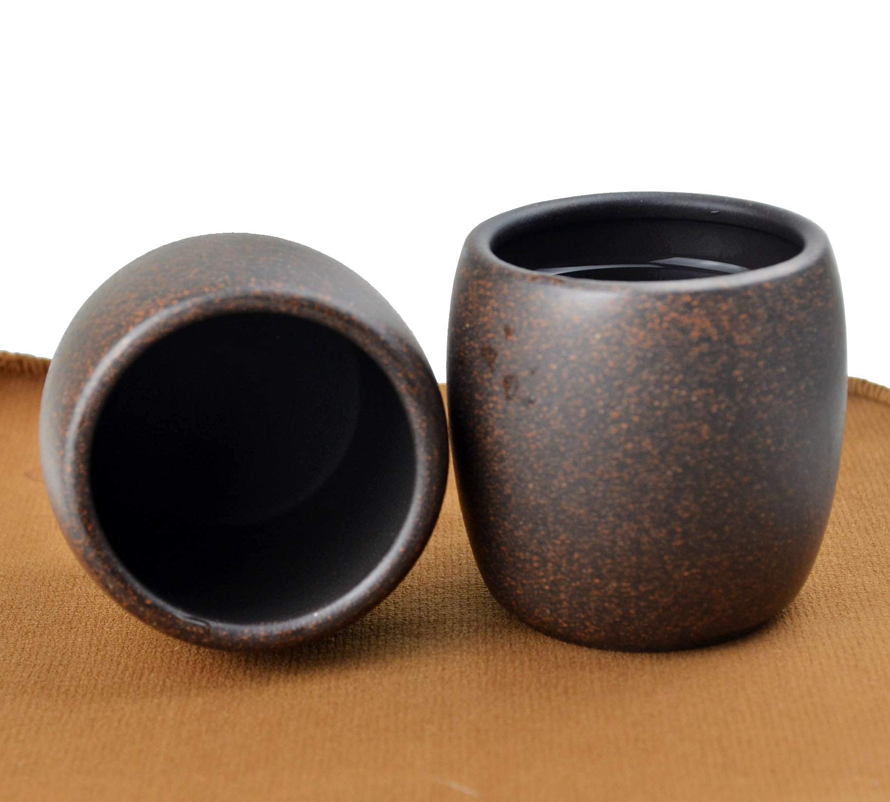 YXHUPOT Teacup 2pcs Chinese Clay Genuine Black Sand Heijingan Zisha GongfuTea Cups (Round drum)