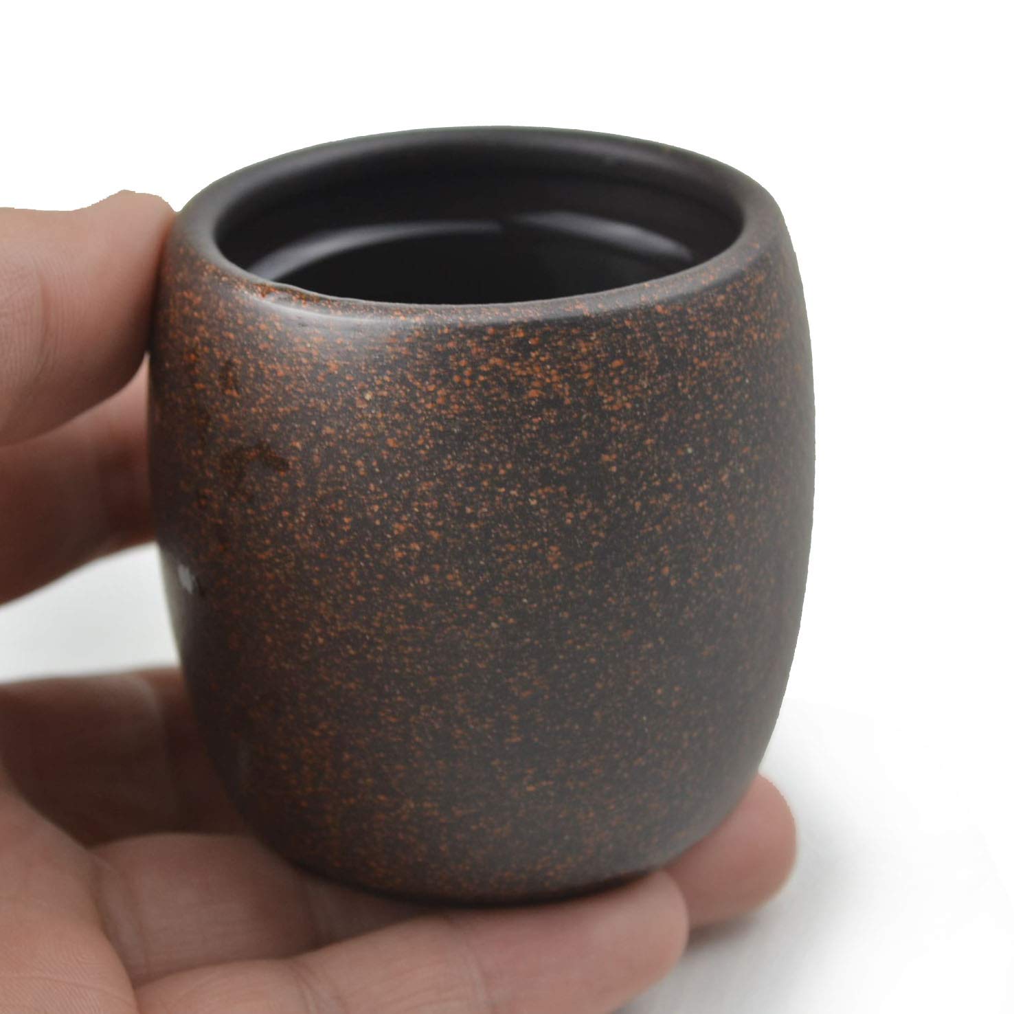 YXHUPOT Teacup 2pcs Chinese Clay Genuine Black Sand Heijingan Zisha GongfuTea Cups (Round drum)