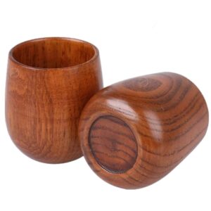 ecloud shop 2pcs handmade natural solid wooden water tea cup durable and elegant 100ml