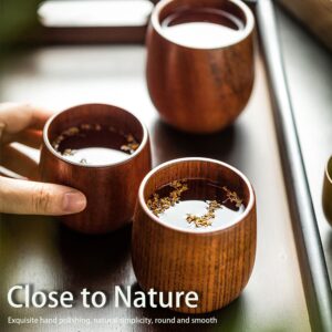 Ecloud Shop 2PCS Handmade Natural Solid Wooden Water Tea Cup Durable and Elegant 100ml