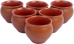 creativegifts ceramic 6 pc kulhar kulhad cups traditional indian chai tea cup (2.7x2.2 inch)(k-15)
