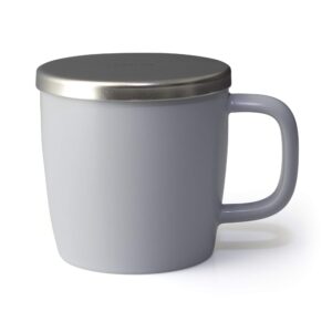 forlife dew satin finish brew-in-mug with basket infuser & stainless lid 11 oz. (lavender mist)