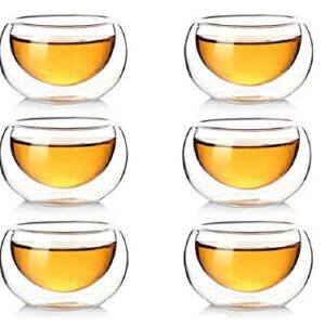 Yeme Double-walled Small Glass Tea Cups 50ML/1.7oz S01 (Set of 6)