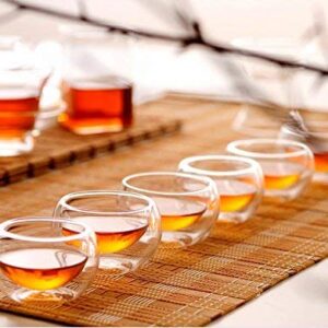 Yeme Double-walled Small Glass Tea Cups 50ML/1.7oz S01 (Set of 6)