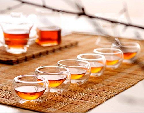 Yeme Double-walled Small Glass Tea Cups 50ML/1.7oz S01 (Set of 6)