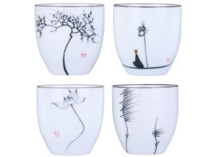 i-mart 4 pcs japanese tea cups, chinese ceramic kung fu tea cups, tea cup set, 5 ounce