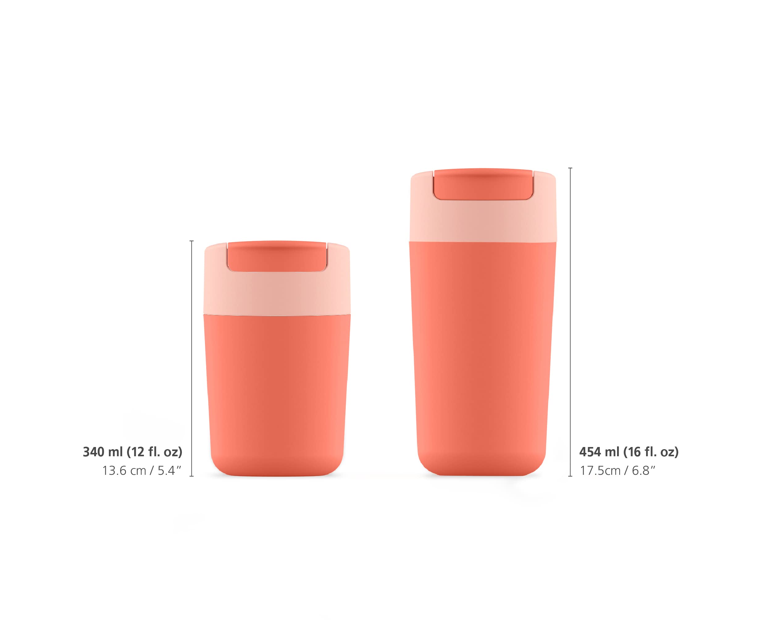 Joseph Joseph Sipp Travel Mug with Flip-top Cap - 454 ml (16 fl. oz) - Coral