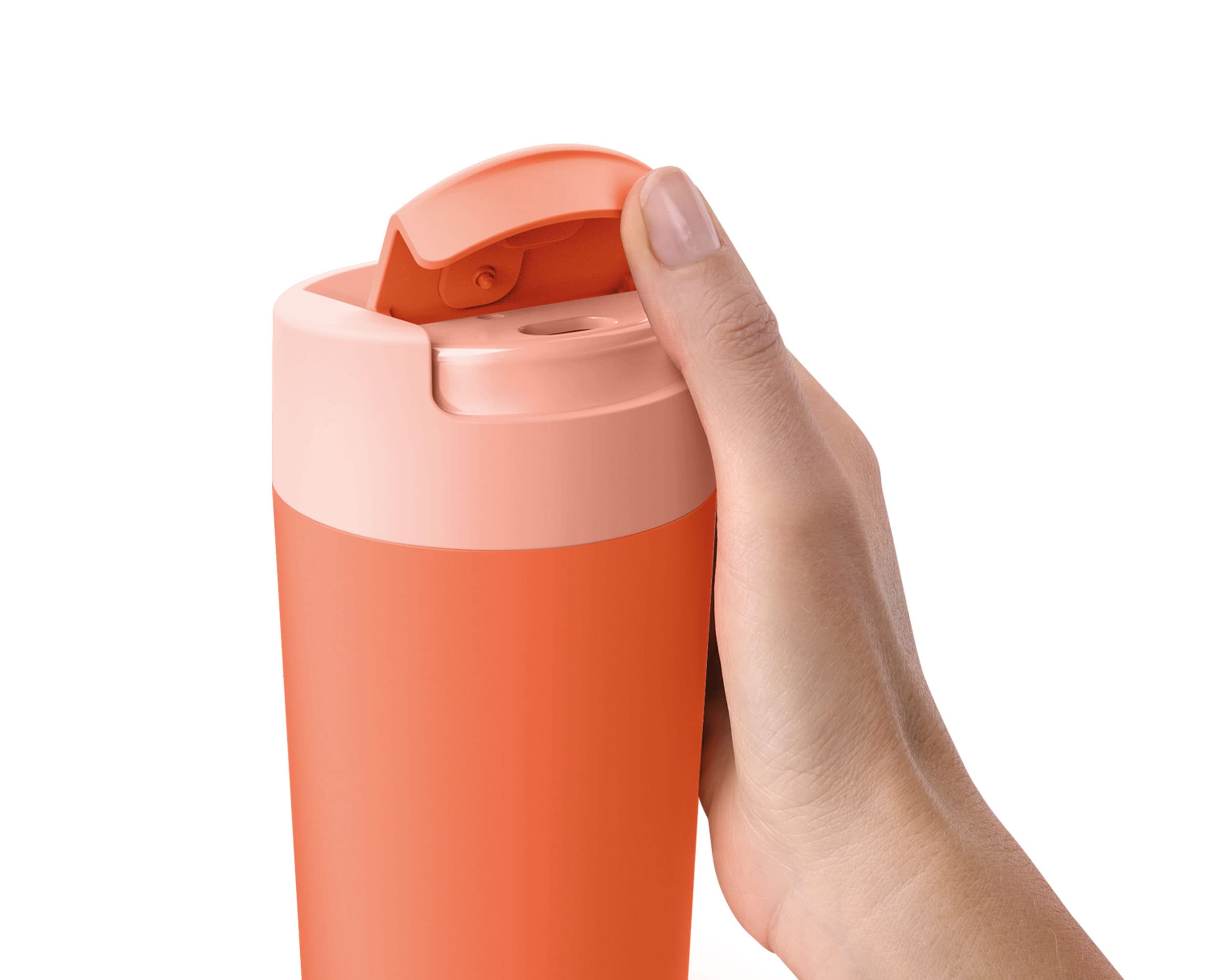 Joseph Joseph Sipp Travel Mug with Flip-top Cap - 454 ml (16 fl. oz) - Coral