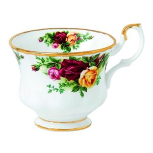 royal albert old country roses teacup, 1 count (pack of 1), white with a floral multicolor print