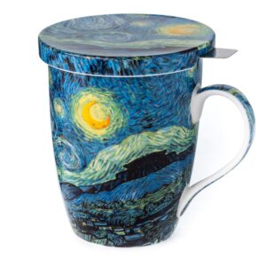mcintosh old masters vincent van gogh starry night fine china tea mug with infuser and lid (mc020088), 450 ml