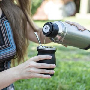 Shop Antares Mate Cup And Bombilla Set - Yerba Mate set Includes One Yerba Mate Cup, One Bombilla Mate (Straw) and Brush - Stainless Steel Double-Wall | Easy to Clean (Black)