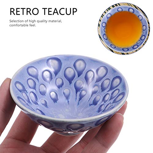 BESTonZON Coffee Ml Espresso Cocoa Drinks Home Dipping Sake Shop Spirits Japanese Cups Peacock Gongfu Retro Teaware Dish Liquor Water Tumbler Zhan Portable Drink Wine Bowl Drinking