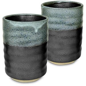 mino ware traditional japanese yunomi tea cups, set of 2, kurosuisho for green tea, matcha tea 3.14 inch