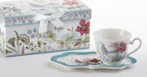 4.2 x 9" porcelain tea & toast set, partridge